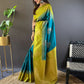 Rajwada Sea Green Woven Design Soft Silk Saree With Unstitched Blouse For Women