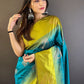 Rajwada Sea Green Woven Design Soft Silk Saree With Unstitched Blouse For Women