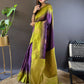 Rajwada Purple Woven Design Soft Silk Saree With Unstitched Blouse For Women