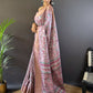 Rajwada Pink Printed Silk Blend Saree With Unstitched Blouse For Women
