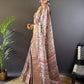 Rajwada Peach Printed Silk Blend Saree With Unstitched Blouse For Women