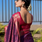 Rajwada Purple Woven Design Silk Blend Saree With Unstitched Blouse For Women