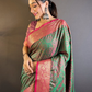 Rajwada Green Woven Design Silk Blend Saree With Unstitched Blouse For Women