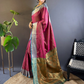 Rajwada Pink Woven Design Silk Blend Saree With Unstitched Blouse For Women
