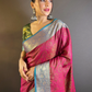 Rajwada Pink Woven Design Silk Blend Saree With Unstitched Blouse For Women