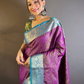 Rajwada Purple Woven Design Silk Blend Saree With Unstitched Blouse For Women