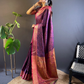 Rajwada Purple Woven Design Silk Blend Saree With Unstitched Blouse For Women