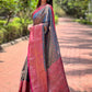 Rajwada Grey Woven Design Tissue Silk Saree With Unstitched Blouse For Women