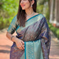 Rajwada Purple Woven Design Tissue Silk Saree With Unstitched Blouse For Women
