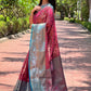 Rajwada Pink Woven Design Tissue Silk Saree With Unstitched Blouse For Women