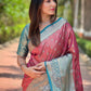 Rajwada Pink Woven Design Tissue Silk Saree With Unstitched Blouse For Women