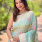 Rajwada Blue Woven Design Organza Saree With Unstitched Blouse For Women