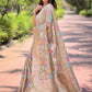 Rajwada Grey Woven Design Organza Saree With Unstitched Blouse For Women