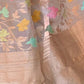 Rajwada Grey Woven Design Organza Saree With Unstitched Blouse For Women