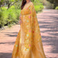 Rajwada Mustard  Woven Design Organza Saree With Unstitched Blouse For Women