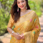 Rajwada Mustard  Woven Design Organza Saree With Unstitched Blouse For Women
