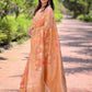 Rajwada Orange Woven Design Organza Saree With Unstitched Blouse For Women