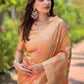 Rajwada Orange Woven Design Organza Saree With Unstitched Blouse For Women