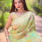 Rajwada Olive Woven Design Organza Saree With Unstitched Blouse For Women