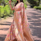 Rajwada Pink Woven Design Organza Saree With Unstitched Blouse For Women