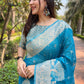 Rajwada Blue Woven Design Organza Saree With Unstitched Blouse For Women