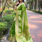 Rajwada Green Woven Design Organza Saree With Unstitched Blouse For Women