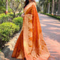 Rajwada Orange Woven Design Organza Saree With Unstitched Blouse For Women