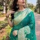 Rajwada Sea Green Woven Design Organza Saree With Unstitched Blouse For Women
