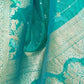 Rajwada Sea Green Woven Design Organza Saree With Unstitched Blouse For Women