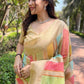Rajwada Cream Woven Design Organza Saree With Unstitched Blouse For Women