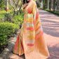 Rajwada Beige Woven Design Organza Saree With Unstitched Blouse For Women
