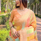 Rajwada Beige Woven Design Organza Saree With Unstitched Blouse For Women