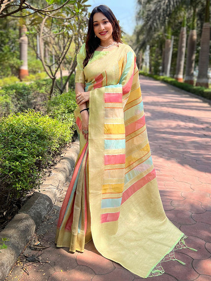 Rajwada Olive Woven Design Organza Saree With Unstitched Blouse For Women