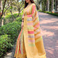 Rajwada Yellow Woven Design Organza Saree With Unstitched Blouse For Women