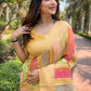 Rajwada Yellow Woven Design Organza Saree With Unstitched Blouse For Women