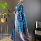 Rajwada Blue Woven Design Soft Silk Saree With Unstitched Blouse For Women