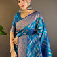 Rajwada Blue Woven Design Soft Silk Saree With Unstitched Blouse For Women