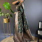 Rajwada Green Woven Design Soft Silk Saree With Unstitched Blouse For Women