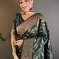 Rajwada Green Woven Design Soft Silk Saree With Unstitched Blouse For Women