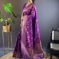 Rajwada Purple Woven Design Soft Silk Saree With Unstitched Blouse For Women