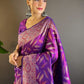 Rajwada Purple Woven Design Soft Silk Saree With Unstitched Blouse For Women