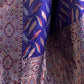 Rajwada Navy Blue Woven Design Soft Silk Saree With Unstitched Blouse For Women