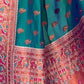 Rajwada Teal Woven Design Silk Blend Saree With Unstitched Blouse For Women