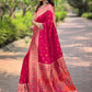 Rajwada Pink Woven Design Silk Blend Saree With Unstitched Blouse For Women