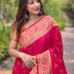 Rajwada Pink Woven Design Silk Blend Saree With Unstitched Blouse For Women
