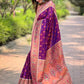 Rajwada Purple Woven Design Silk Blend Saree With Unstitched Blouse For Women