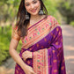Rajwada Purple Woven Design Silk Blend Saree With Unstitched Blouse For Women