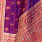 Rajwada Purple Woven Design Silk Blend Saree With Unstitched Blouse For Women