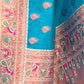 Rajwada Blue Woven Design Silk Blend Saree With Unstitched Blouse For Women