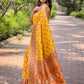 Rajwada Yellow Woven Design Silk Blend Saree With Unstitched Blouse For Women